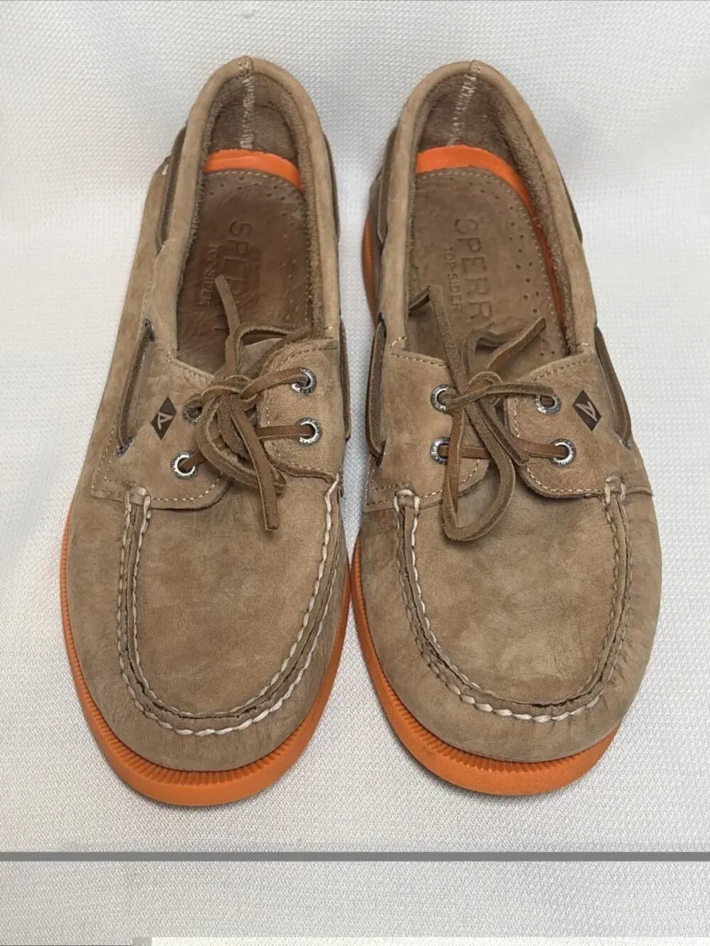 Sperry Top-Sider Leather Men’s 9.5 Excellent Condition Orange Sole